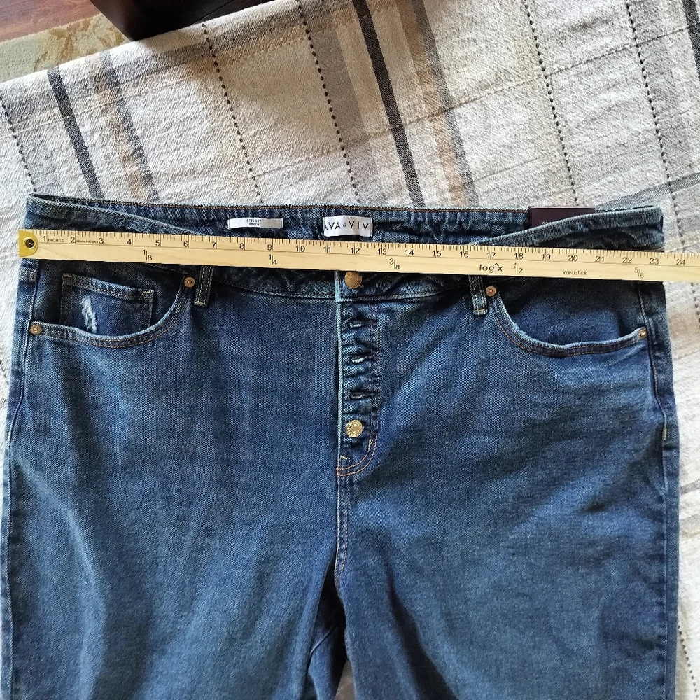Ava‎ & Viv High Rise Cuffed Straight Jean Sz 24 Casual Chic Vintage 90's - Picture 6 of 12